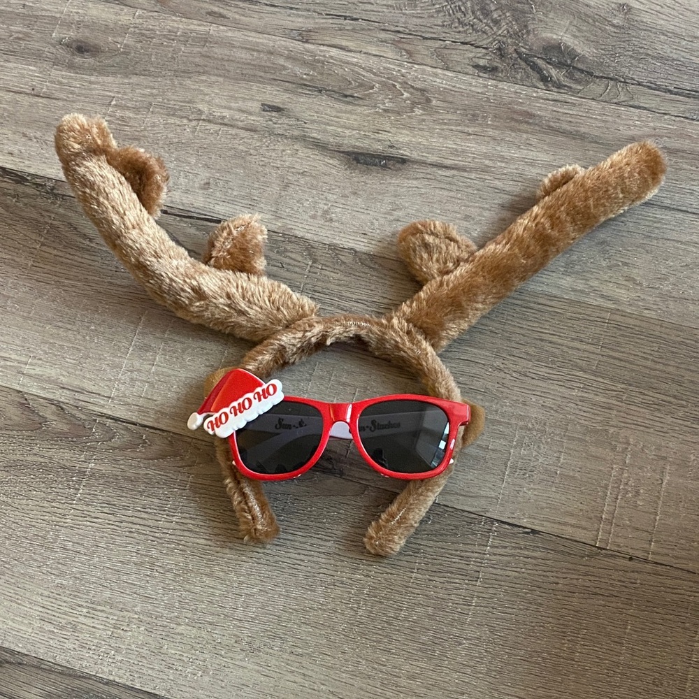 Reindeer Antler Headband with Red Sunglasses
